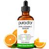 Pura D'Or Siero di vitamina C al 20% (118 mL) con acido ialuronico, acido ferulico, vitamina E, super antiossidanti, olio di argan e aloe vera - Forza professionale
