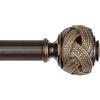 USFOOK - Bastone per tende in bronzo, da 2,6 a 1,5 m, asta telescopica per tende da 7/8 pollici, per finestre da 50 a 140 cm, con terminali a foglia