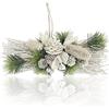 com-four® Composizione Natalizia - Coni, ramoscelli e Bacche Scintillanti Come Decorazioni Decorative per pareti - Composizione Floreale Fatta a Mano Come Decorazioni (Bianco - Glitter)