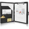 OFFCUP Cartella Porta Documenti A4 Pelle, Portablocco con Pinza Magnetica | Cartellina Portablocchi, Cartelline, Blocco Appunti Folio, per Curriculum, Porta Carte, Appunti - Nero