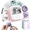 Phomemo T02 Mini Stampante,Stampante Portatile con 3 Rotoli di Carta,Stampante Termica Stampa in bianco e nero, Bluetooth Stampante Adesiva per Studio, Note, Immagini, Foto, Diari, DIY