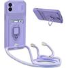 YFSYLL Cover Compatibile con Xiaomi Redmi A1 / A2 4G con Cordino,Custodia con Cordino Silicone Cover,Protezione Fotocamera,360°Anello Supporto,Porta Carte,Viola