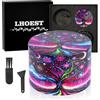 LHOEST Grande Grinder 63 MM Macinaspezie Manuale Metallo Grinder con 40 Denti Macinaspezie 4 Strati Grinder Viola Albero Progetto con Raschietto e Spazzola in Plastica per Spezie Cucina