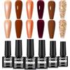 AIMEILI Kit Semipermanente Unghie Autunno 6 Colori Smalto Semipermanente Unghie UV LED Soak Off Smalti Gel Colorati Nail Art 5ml Kit 6-99