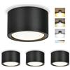 KYOTECH Faretto da Soffitto Dimmerabile, Faretto da Superficie per Interni 2700K/4000K/6500K Ø95x55mm Nero, Incluso Modulo LED GX53 7W 800LM 230V, Plafoniera in Alluminio per Soggiorno, 4 Pezzi
