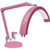Neatfi Lampada da Tavolo con Braccio Oscillante a Mezza Luna, Illuminazione LED Professionale per Estetisti, 2500 lumen, 5 modalità, ideale per Nail Art (CCT con Base e Morsetto, Rosa)