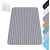 ARCPNRT Tappetino Doccia, 80 x 120 cm Tappeto Doccia Quadrato Lavabile in Lavatrice con Ventosa, Tappeto Doccia in PVC Antiscivolo, Tappeto Massaggiante Antiscivolo, incl. 2 Ganci, Grigio