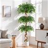 Keeplush Pianta artificiale, albero di ficus, 180 cm, con vaso bianco, grande come reale, con tronco curvo e 1860 foglie, albero artificiale per decorazione di interni, soggiorno, camera da letto