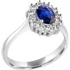 LUXURY MILANO Anello contornato in oro con zaffiro ct. 1,00 e diamanti ct. 0,36