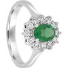 LUXURY MILANO Anello contornato in oro con smeraldo ct. 0,80 e diamanti ct. 0,36