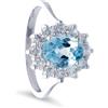 LUXURY MILANO Anello contornato in oro con acquamarina ct. 1,40 e diamanti ct. 0,63