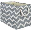 DII Polyester Container with Handles, Chevron Storage Bin, Large, Gray