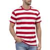 COSAVOROCK Maglietta a Righe Uomo Camicia in Cotone a Maniche Corte, Rosso Bianco, L