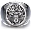GTHIC Anello con sigillo vichingo con albero della vita in acciaio inossidabile per uomini e donne con amuleto Yggdrasil in argento dorato tono vintage, taglia USA 6