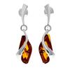 SilverAmber Jewellery Orecchini pendenti moderni in vera ambra baltica naturale e argento Sterling 925 GL166 e Argento, colore: Cognac, cod. GL166