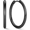 ChicSilver 8-20mm Orecchini a Cerchio Donna Argento 925 Nero Oro Rosa | argento 925 delicato sulla pelle e anallergico; design semplice e classico, brillante, elegante,intramontabile e versatile