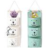 Xionghonglong Borsa Portaoggetti da Appendere Parete con 3 Tasche in Tessuto,Tasche Portaoggetti da Parete,Porta Oggetti Bagno da Appendere, Bianco e Grigio per Camera da Letto, Cucina,Ufficio, Bagno