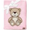 Be Mammy Coperta calda per bambini con peluche regalo per bambino con motivi 3D (Rosa Cipria - Orso)
