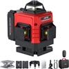 XUNTOP Livello Laser Autolivellante Verde 16 Linee 4x360° con Telecomando, 2×Batterie Ricaricabili 2400mAh (6 Ore), IP54, Base Magnetica Livello Laser 360 gradi per Piastrelle, Soffitti, Mobili