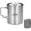 Lixada Tazza da Campeggio 750ml Inossidabile Acciaio Pentola Portatile Acqua Boccale Tazza con Coperchio e Pieghevole Maniglia