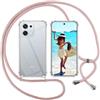 ISOI Cover con Cordino per Oppo A6 Pro 5G, Custodia Trasparente con Collana Tracolla Laccio Collo Ultra Sottile Morbido TPU Silicone Antiurto AntiGraffio Case, Rosa