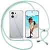 ISOI Cover con Cordino per Oppo A6 Pro 5G, Custodia Trasparente con Collana Tracolla Laccio Collo Ultra Sottile Morbido TPU Silicone Antiurto AntiGraffio Case, Verde