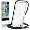 Micnkifo Cover con Cordino per iPhone SE 2020/SE 2022/7/8, Trasparente Silicone Sottile Morbido Custodia con Regolabile Collana Laccio Tracolla, Antigraffio Antiurto Proteggere Case con Corda, Nero