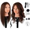 DaizySight Testa per Parrucchieri Capelli Veri 100%, Professionali Testina Manichino | DaizySight Testina Formazione Acconciature Cosmetologia Studio Modello per Praticare la Tintura dei Capelli e Styling Curling