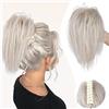 colorful panda Colorfulpanda Corta Coda Capelli Extension dritta con Pinza,Capelli Chignon Finto Lisci Ponytail Claw in Hair Sintetici Coda di Cavallo e Disordinato Pelo arruffato per Donna 28cm,Biondo platino