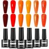 AIMEILI Kit Semipermanente Unghie Autunno 6 Colori Smalto Semipermanente Unghie UV LED Soak Off Smalti Gel Colorati Nail Art 5ml Kit 6-106