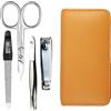 SONNENSCHEIN by Hans Kniebes Set per manicure, 4 pezzi, custodia da viaggio, forbici, tagliaunghie, lima per unghie e pinzette, custodia in vera pelle di agnello Nappa, manicure e pedicure (giallo mais)