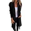 Foweknow Cardigan da donna a maniche lunghe, leggero, alla moda, per le mezze stagioni, per autunno e inverno, sottile, casual, a maniche lunghe, con colletto a risvolto, comodo cappotto di lana, Nero