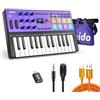 Synido TempoKEY W25 - Controller per tastiera MIDI USB wireless con 25 tasti e | Ricaricabile, 8 pad per batteria, 9 manopole infinite assegnabili, schermo OLED, MIDI In/Out/Thru, BT per viaggi e home