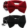 VYNZOR 2 Collari per Gatti in Velluto con Campana e Papillon, Regolabili per Gatti Separati, Gattino Piccolo, Cucciolo di Sicurezza, Papillon Solido Colore Rosso Matt