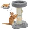 PAWZ Road Tiragraffi per gatti, Tiragraffi alto per gatti da interni con tiragraffi super spesso [diametro=14 cm], soffice cuccia per gatti rimovibile, tiragraffi per gatti con palla a molla, Grigio
