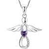 FJ Collana Angelo Custode Donna Argento 925 Collana con Ciondolo Infinito Collana Febbraio Pietra Portafortuna Ametista Gioielli Regalo per Donna