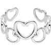 Purelei Heartbeat - Anello regolabile impermeabile con cuori di diverse dimensioni, in acciaio inox placcato oro 14 carati, placcato oro rosa 18 carati o argento (misura 55-62)