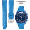HORACE Cinturino universale per orologio in silicone liquido 20mm - Compatibile Omega x Swatch MoonSwatch - Kit di montaggio incluso (Blu Neptune/Cuciture Bianche)