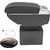 Kuuleyn Box bracciolo per auto, contenitore universale per bracciolo per console centrale in ABS nero universale regolabile con interfaccia USB