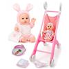 PLAYFULBAY Baby Doll Stroller Set with Adorable Bunny Outfit & More Accessories, Safe Durable Design for Imaginative Play, for Toddlers Ages 3+