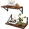 IBUYKE Set di 2 mensole galleggianti profonde da parete, 20,3 cm di larghezza x 8 cm di profondità, in legno, ampia libreria galleggiante per soggiorno, cucina, ufficio, TFS002H-2