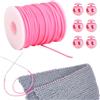 NBEADS 55 metro di Cordoncino per Mantenere I Punti, Cordone Da Barbiere per Maglieria con Tubo In Gomma Cavo Da 2 mm con Fermacavi In Plastica per La Creazione di Gioielli, Rosa Caldo