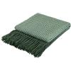 Coastline Coperta decorativa in maglia super morbida, per divano e letto, coperta da viaggio leggera, morbida e accogliente, motivo delicato con frange, 127 x 152 cm, colore verde sfumato