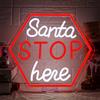 Looklight Santa Stop Here Cartello al Neon, Cartello LED Natalizio, Insegna al Neon per Decorazione da Parete, Pubblicità Luminosa di Babbo Natale per Festa di Natale, Camera da Letto, Soggiorno