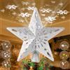 TEPENAR Puntale per albero di Natale a stella: puntale per albero di Natale con 6 modalità di proiezione, proiettore rotante a LED integrato, 3D, con glitter, decorazione per feste di Natale, colore: