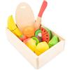 Woet® Scatola Verdure da Tagliare Legno Giocattolo con Coltello, Tagliere e Scatola Portaoggetti, Accessori Cucina Bambini, Gioco di Ruolo Educativo, A Partire da 2 Anni