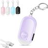 Hion Allarme tascabile da donna, 130 DB ricaricabile, autodifesa personale con illuminazione a LED, antipanico, portachiavi per donne, bambini, anziani (viola)