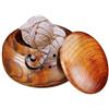 AMZTEMU Ciotola per filati in legno per maglieria, Yarn bowl for crochet supporto per filati per lavorare a maglia con coperchio - stile retrò (15*9,5 cm)
