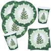BFB Set di Piatti carta di Natale 52 pezzi Albero di Natale vintage Piatti di carta monouso Tovaglioli e Bicchieri per feste