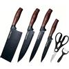 FIVE COWS 6 pz Blocco Coltelli, Coltello da cucina, con sbucciatore e forbici da cucina, Lame Acciaio Inossidabile di Qualità e Manici Ergonomici, set coltelli da cucina professionali